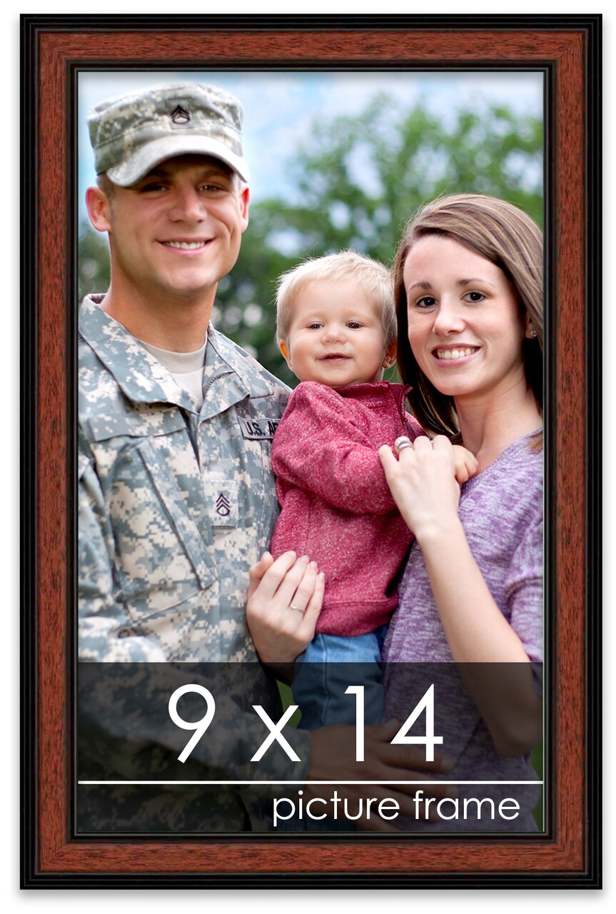 Photo Size Simple Brown Picture Frame - UV Acrylic, Foam Board Backing, Hanging Hardware